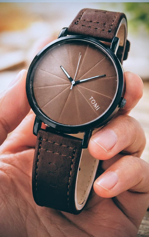 Timeless Elegance ⌚✨ | Premium Brown Leather TOMI Watch