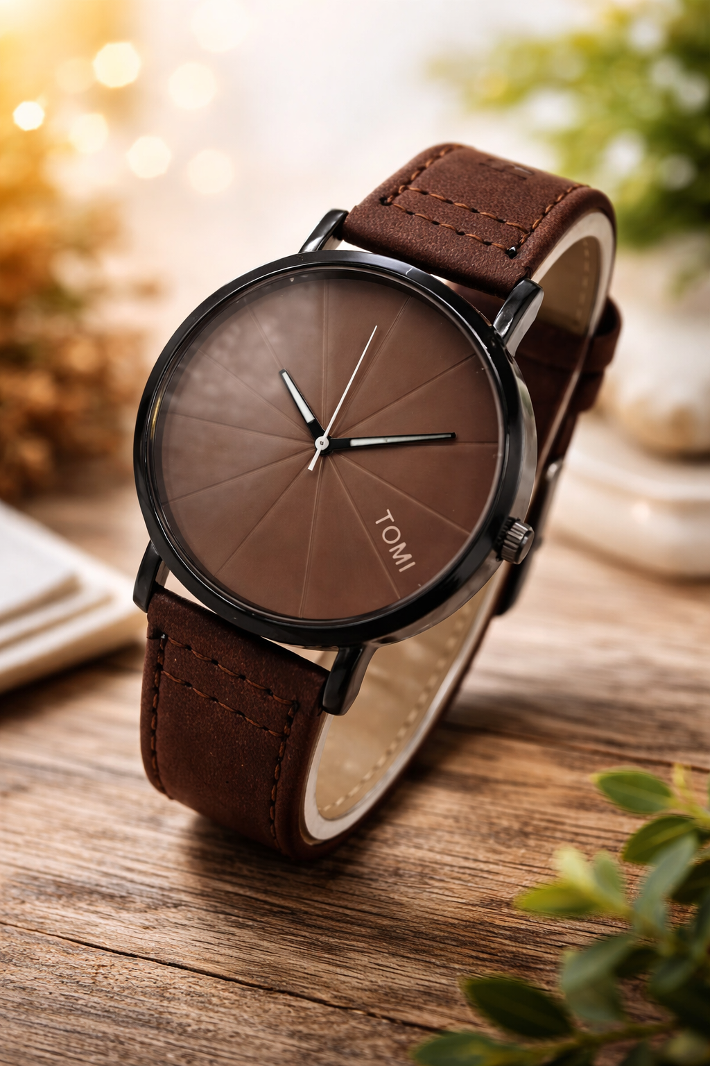 Timeless Elegance ⌚✨ | Premium Brown Leather TOMI Watch